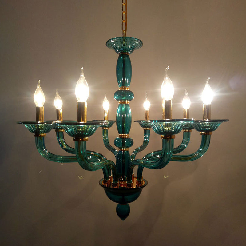 Metal Starburst Chandelier Lighting Vintage 6/10/11 Bulbs Living Room Suspension Pendant Light in White/Green Clearhalo 'Ceiling Lights' 'Chandeliers' Lighting' options 296636