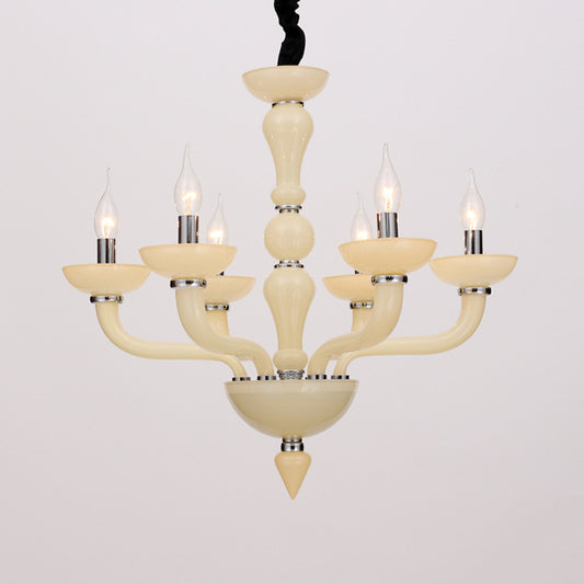 Sputnik Living Room Chandelier Lighting Antique Beige/White/Black Glass 10 Heads Chrome Hanging Pendant Lamp Clearhalo 'Ceiling Lights' 'Chandeliers' Lighting' options 296676