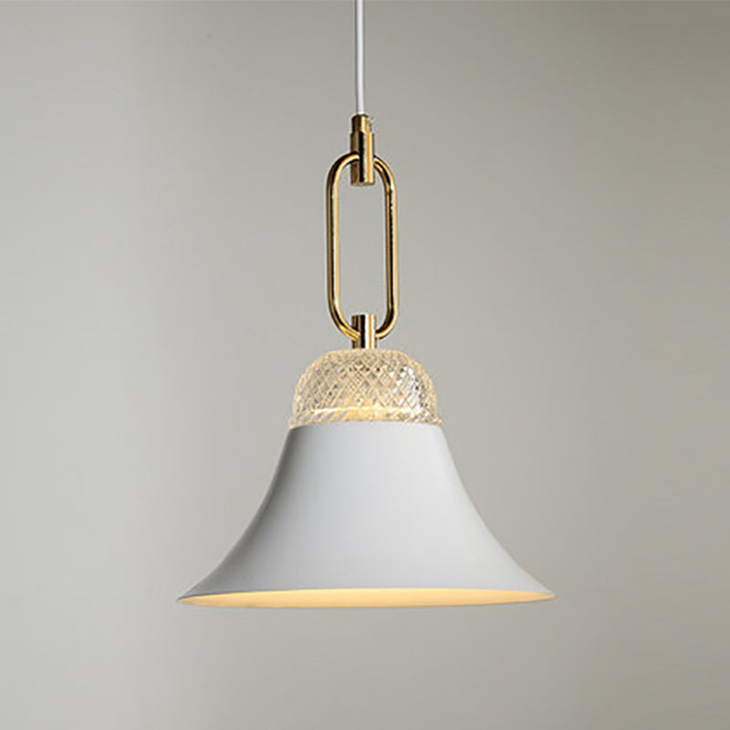 Bell Down Lighting Pendant Contemporary Metal 1 Light Dining Room Ceiling Light in White Clearhalo 'Ceiling Lights' 'Modern Pendants' 'Modern' 'Pendant Lights' 'Pendants' Lighting' 296814