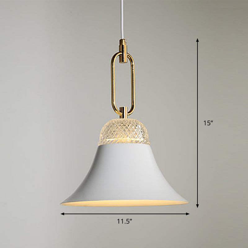 Bell Down Lighting Pendant Contemporary Metal 1 Light Dining Room Ceiling Light in White Clearhalo 'Ceiling Lights' 'Modern Pendants' 'Modern' 'Pendant Lights' 'Pendants' Lighting' 296815