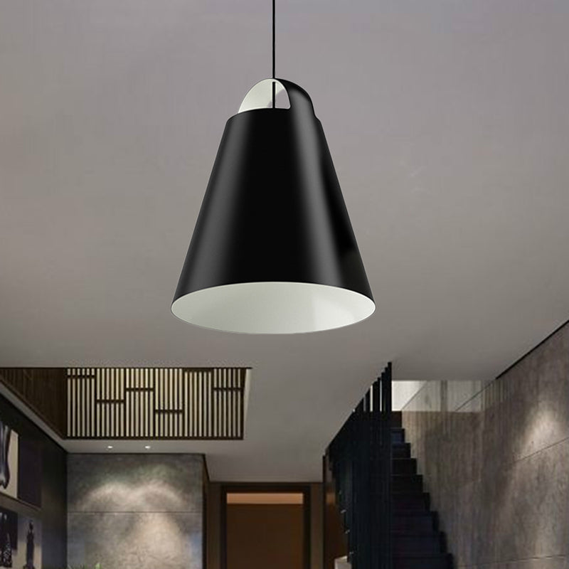 Modernist 1 Head Ceiling Light Black/White Trumpet Suspended Lighting Fixture with Metal Shade Clearhalo 'Ceiling Lights' 'Modern Pendants' 'Modern' 'Pendant Lights' 'Pendants' Lighting' 296844