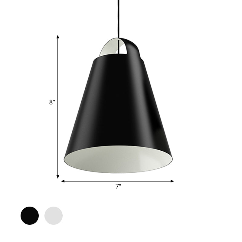 Modernist 1 Head Ceiling Light Black/White Trumpet Suspended Lighting Fixture with Metal Shade Clearhalo 'Ceiling Lights' 'Modern Pendants' 'Modern' 'Pendant Lights' 'Pendants' Lighting' 296847