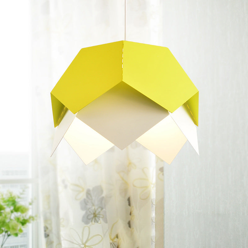 Geometric Metal Ceiling Light Contemporary 1 Light Yellow/Orange/Blue Pendant Lighting Fixture for Dining Room Clearhalo 'Ceiling Lights' 'Modern Pendants' 'Modern' 'Pendant Lights' 'Pendants' Lighting' 296868