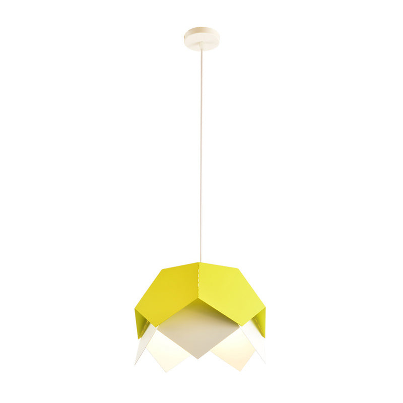 Geometric Metal Ceiling Light Contemporary 1 Light Yellow/Orange/Blue Pendant Lighting Fixture for Dining Room Clearhalo 'Ceiling Lights' 'Modern Pendants' 'Modern' 'Pendant Lights' 'Pendants' Lighting' 296870