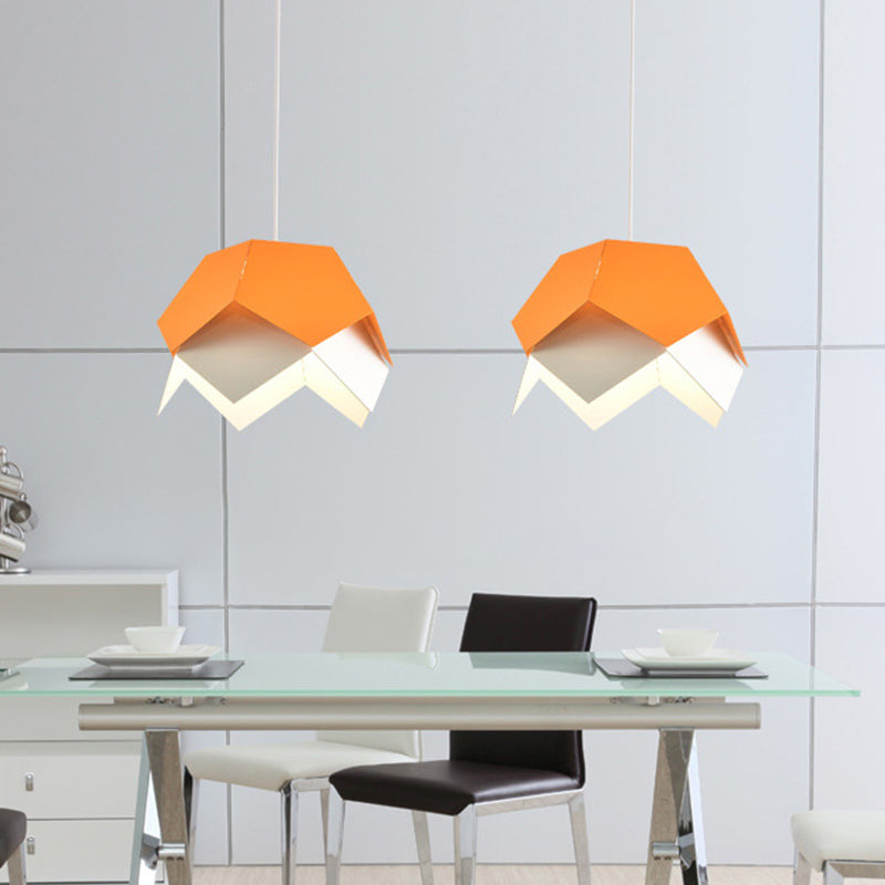 Geometric Metal Ceiling Light Contemporary 1 Light Yellow/Orange/Blue Pendant Lighting Fixture for Dining Room Clearhalo 'Ceiling Lights' 'Modern Pendants' 'Modern' 'Pendant Lights' 'Pendants' Lighting' 296872