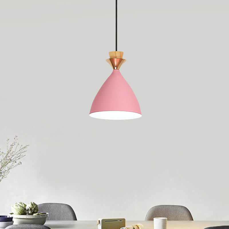 Pink Conical Pendulum Light Modern Style 1 Light Metal Hanging Lamp Kit for Living Room Pink Clearhalo 'Ceiling Lights' 'Modern Pendants' 'Modern' 'Pendant Lights' 'Pendants' Lighting' 296881