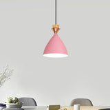 Pink Conical Pendulum Light Modern Style 1 Light Metal Hanging Lamp Kit for Living Room Pink Clearhalo 'Ceiling Lights' 'Modern Pendants' 'Modern' 'Pendant Lights' 'Pendants' Lighting' 296881