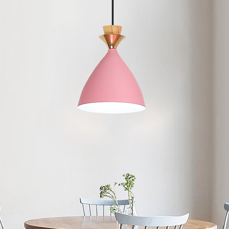 Pink Conical Pendulum Light Modern Style 1 Light Metal Hanging Lamp Kit for Living Room Clearhalo 'Ceiling Lights' 'Modern Pendants' 'Modern' 'Pendant Lights' 'Pendants' Lighting' 296882