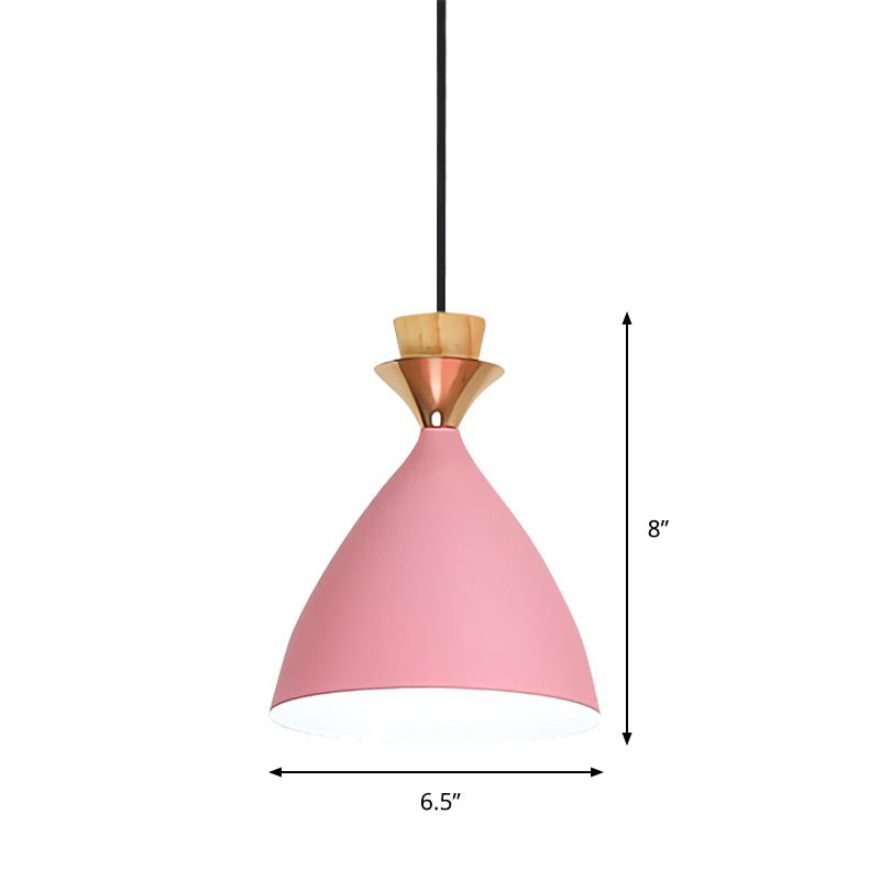 Pink Conical Pendulum Light Modern Style 1 Light Metal Hanging Lamp Kit for Living Room Clearhalo 'Ceiling Lights' 'Modern Pendants' 'Modern' 'Pendant Lights' 'Pendants' Lighting' 296884