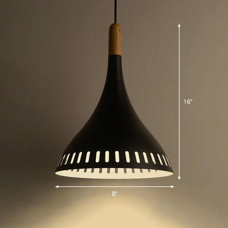 8"/12“ Wide Conical Metal Pendant Contemporary 1 Light Black Hanging Ceiling Light for Dining Room Clearhalo 'Ceiling Lights' 'Modern Pendants' 'Modern' 'Pendant Lights' 'Pendants' Lighting' 296889