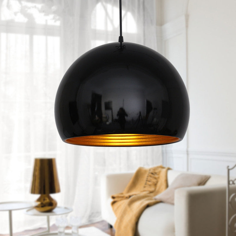 Globe Down Lighting Modernist Metal 1 Head Black/ White Ceiling Suspension Lamp, 10"/14" Wide Black Clearhalo 'Ceiling Lights' 'Modern Pendants' 'Modern' 'Pendant Lights' 'Pendants' Lighting' 296898