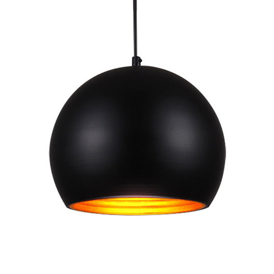 Globe Down Lighting Modernist Metal 1 Head Black/ White Ceiling Suspension Lamp, 10"/14" Wide Clearhalo 'Ceiling Lights' 'Modern Pendants' 'Modern' 'Pendant Lights' 'Pendants' Lighting' 296899