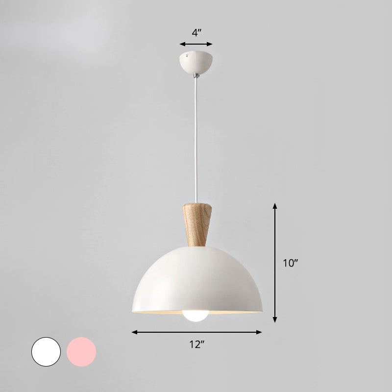 Domed Shaped Dining Room Drop Pendant Metal 1 Light Modern Style Ceiling Light in White/Pink Clearhalo 'Ceiling Lights' 'Modern Pendants' 'Modern' 'Pendant Lights' 'Pendants' Lighting' 296908