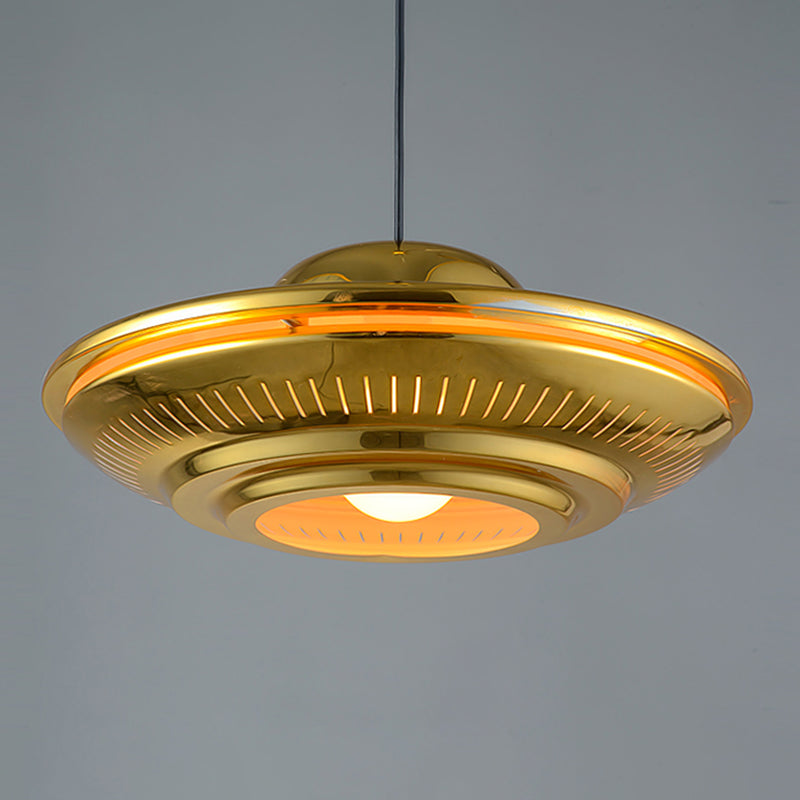 Modern Saucer Pendant Lighting Fixture Metal 16"/18" Wide 1 Light Dining Room Hanging Light Kit in Gold Gold 16" Clearhalo 'Ceiling Lights' 'Modern Pendants' 'Modern' 'Pendant Lights' 'Pendants' Lighting' 296928