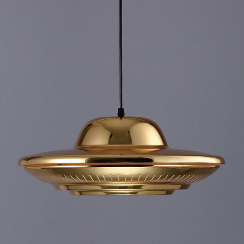 Modern Saucer Pendant Lighting Fixture Metal 16"/18" Wide 1 Light Dining Room Hanging Light Kit in Gold Clearhalo 'Ceiling Lights' 'Modern Pendants' 'Modern' 'Pendant Lights' 'Pendants' Lighting' 296929