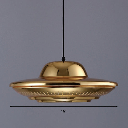 Modern Saucer Pendant Lighting Fixture Metal 16"/18" Wide 1 Light Dining Room Hanging Light Kit in Gold Clearhalo 'Ceiling Lights' 'Modern Pendants' 'Modern' 'Pendant Lights' 'Pendants' Lighting' 296930