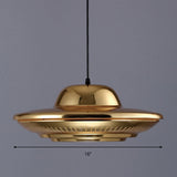 Modern Saucer Pendant Lighting Fixture Metal 16"/18" Wide 1 Light Dining Room Hanging Light Kit in Gold Clearhalo 'Ceiling Lights' 'Modern Pendants' 'Modern' 'Pendant Lights' 'Pendants' Lighting' 296930