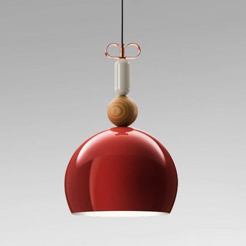 Metal Domed Pendant Light Kit Contemporary 1 Light Down Lighting in Black/Red for Living Room Clearhalo 'Ceiling Lights' 'Modern Pendants' 'Modern' 'Pendant Lights' 'Pendants' Lighting' 296947