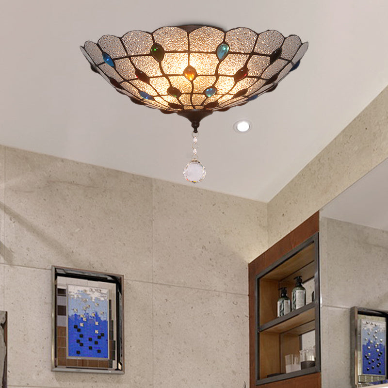 Jeweled Clear Bubble Glass Flush Mount Tiffany 2/3/4 Lights Ceiling Lighting for Dining Room, 12"/16"/19.5" Wide Clear Clearhalo 'Ceiling Lights' 'Close To Ceiling Lights' 'Close to ceiling' 'Flush mount' Lighting' 297000