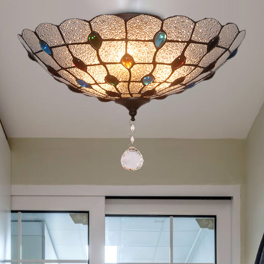 Jeweled Clear Bubble Glass Flush Mount Tiffany 2/3/4 Lights Ceiling Lighting for Dining Room, 12"/16"/19.5" Wide Clearhalo 'Ceiling Lights' 'Close To Ceiling Lights' 'Close to ceiling' 'Flush mount' Lighting' 297001