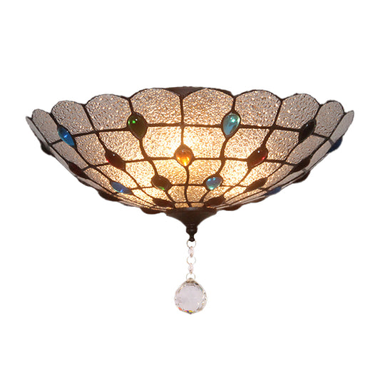 Jeweled Clear Bubble Glass Flush Mount Tiffany 2/3/4 Lights Ceiling Lighting for Dining Room, 12"/16"/19.5" Wide Clearhalo 'Ceiling Lights' 'Close To Ceiling Lights' 'Close to ceiling' 'Flush mount' Lighting' 297003