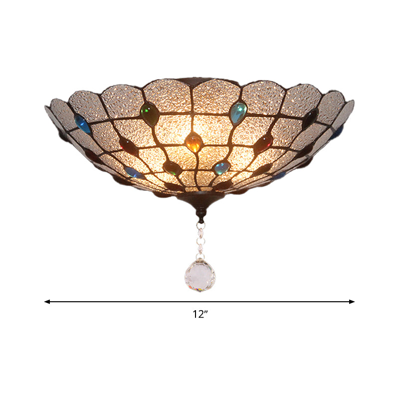 Jeweled Clear Bubble Glass Flush Mount Tiffany 2/3/4 Lights Ceiling Lighting for Dining Room, 12"/16"/19.5" Wide Clearhalo 'Ceiling Lights' 'Close To Ceiling Lights' 'Close to ceiling' 'Flush mount' Lighting' 297004