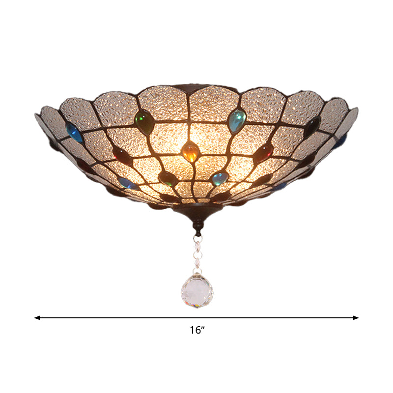 Jeweled Clear Bubble Glass Flush Mount Tiffany 2/3/4 Lights Ceiling Lighting for Dining Room, 12"/16"/19.5" Wide Clearhalo 'Ceiling Lights' 'Close To Ceiling Lights' 'Close to ceiling' 'Flush mount' Lighting' 297005