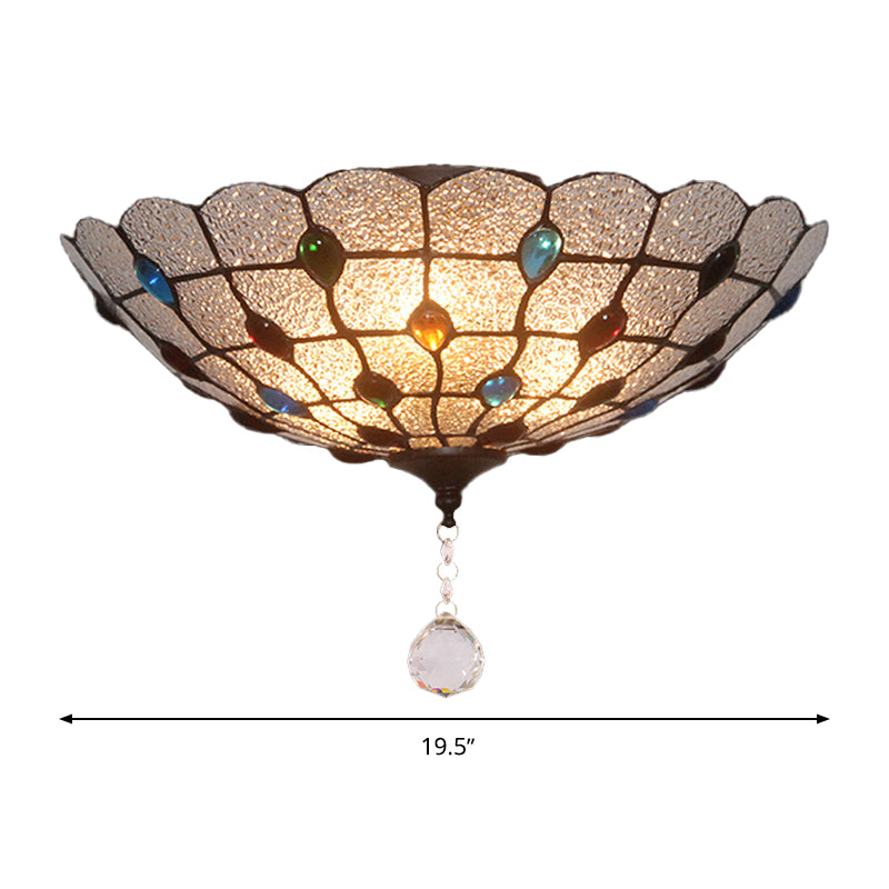 Jeweled Clear Bubble Glass Flush Mount Tiffany 2/3/4 Lights Ceiling Lighting for Dining Room, 12"/16"/19.5" Wide Clearhalo 'Ceiling Lights' 'Close To Ceiling Lights' 'Close to ceiling' 'Flush mount' Lighting' 297006