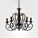 Black Candle Hanging Chandelier Traditionary Metal 3/4/5 Lights Living Room Ceiling Pendant Light with Curly Arm Clearhalo 'Ceiling Lights' 'Chandeliers' Lighting' options 297067