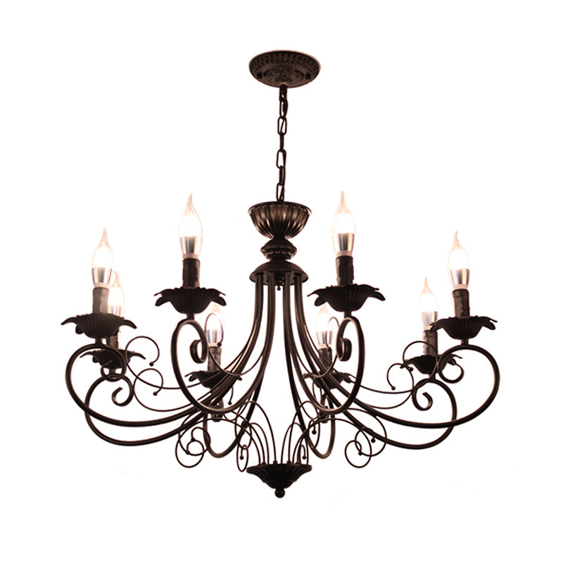 Black/White Finish Starburst Ceiling Chandelier Traditional Metal 3/6/8 Heads Living Room Pendant Light Fixture Clearhalo 'Ceiling Lights' 'Chandeliers' Lighting' options 297144