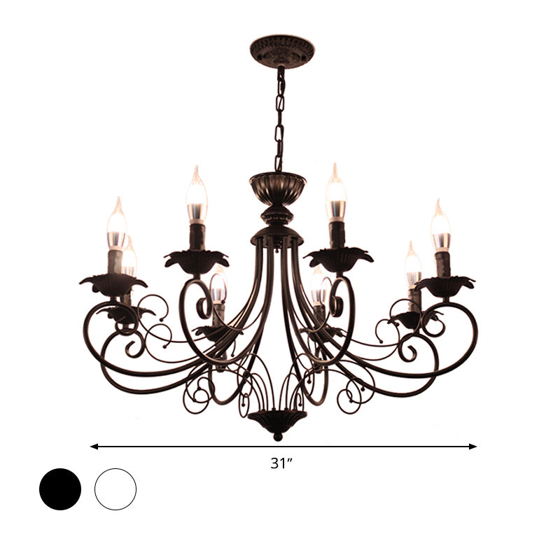 Black/White Finish Starburst Ceiling Chandelier Traditional Metal 3/6/8 Heads Living Room Pendant Light Fixture Clearhalo 'Ceiling Lights' 'Chandeliers' Lighting' options 297145