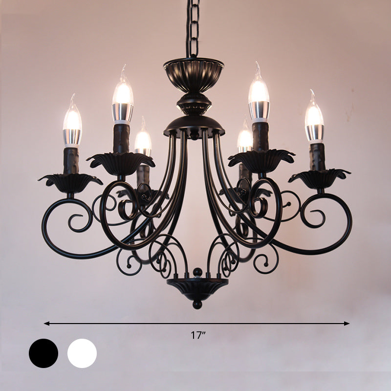 Black/White Finish Starburst Ceiling Chandelier Traditional Metal 3/6/8 Heads Living Room Pendant Light Fixture Clearhalo 'Ceiling Lights' 'Chandeliers' Lighting' options 297147