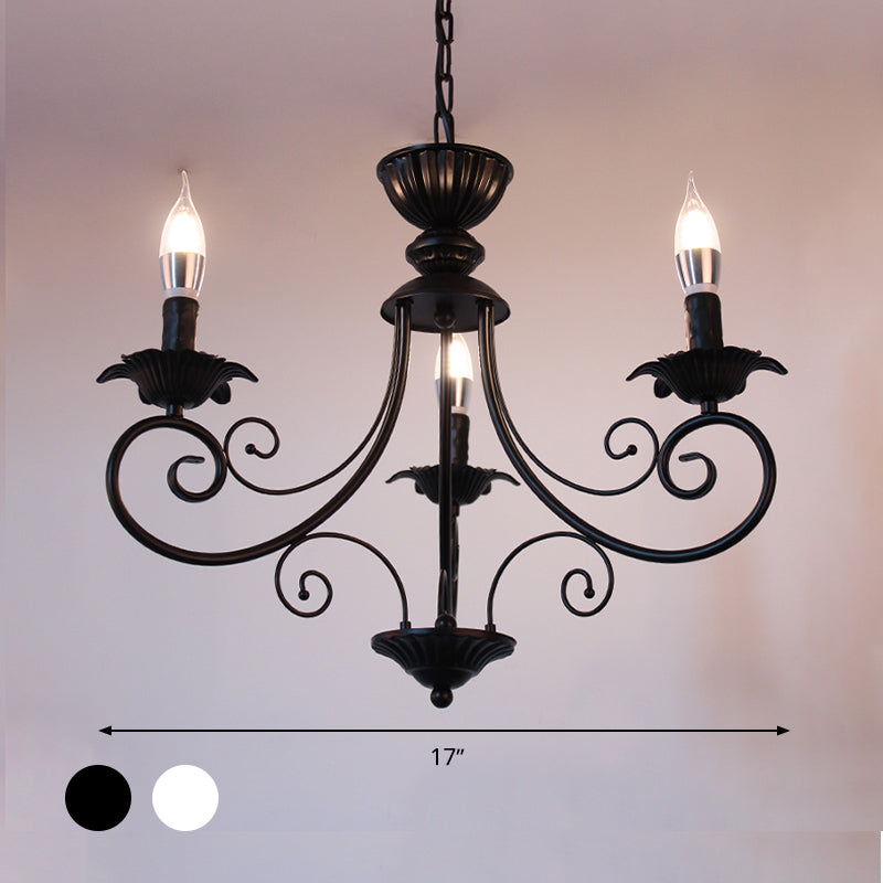 Black/White Finish Starburst Ceiling Chandelier Traditional Metal 3/6/8 Heads Living Room Pendant Light Fixture Clearhalo 'Ceiling Lights' 'Chandeliers' Lighting' options 297149