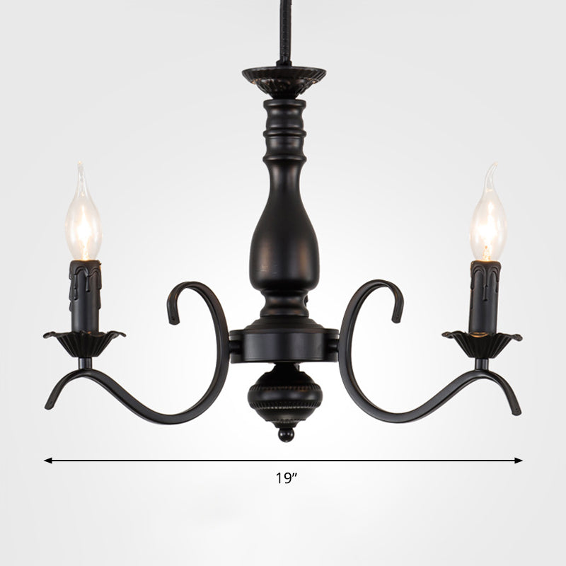 Metal Candle Shaped Ceiling Chandelier Antique 3/5/6 Lights Beedroom Hanging Pendant Light in Black Clearhalo 'Ceiling Lights' 'Chandeliers' Lighting' options 297181