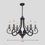 Black Candle Chandelier Lighting Vintage Metal 3/5/6 Bulbs Dining Room Ceiling Suspension Lamp with Curly Arm Clearhalo 'Ceiling Lights' 'Chandeliers' Lighting' options 297215