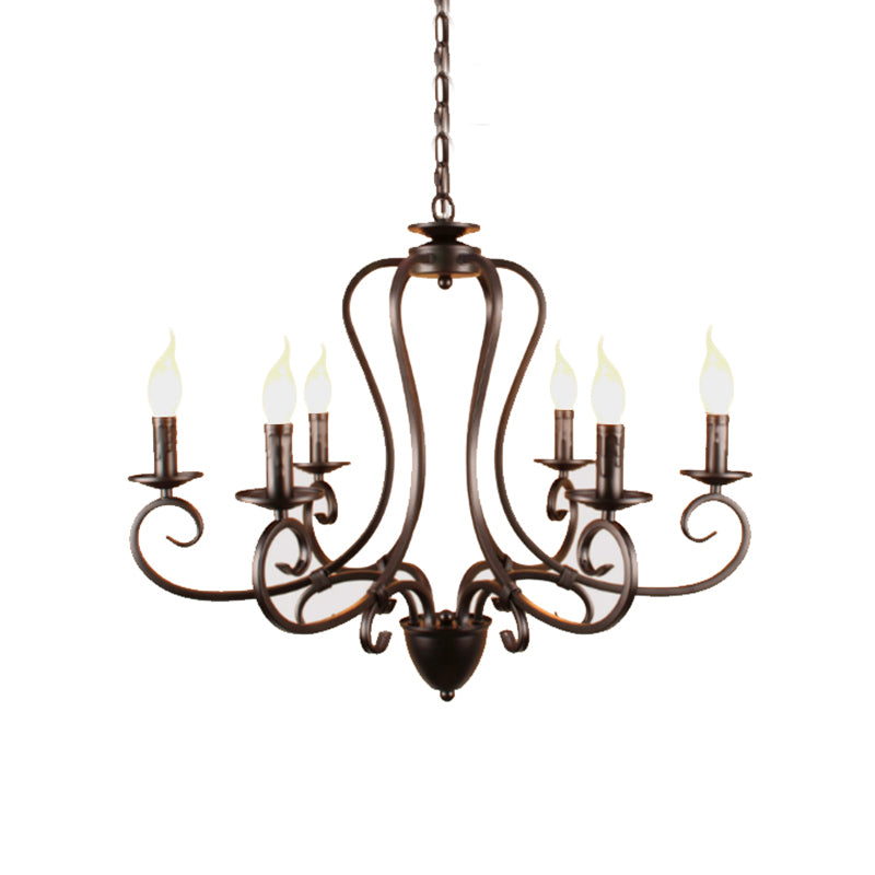 Candle Living Room Hanging Chandelier Traditionary Metal 6/8 Heads Black Ceiling Pendant Light Fixture Clearhalo 'Ceiling Lights' 'Chandeliers' Lighting' options 297241