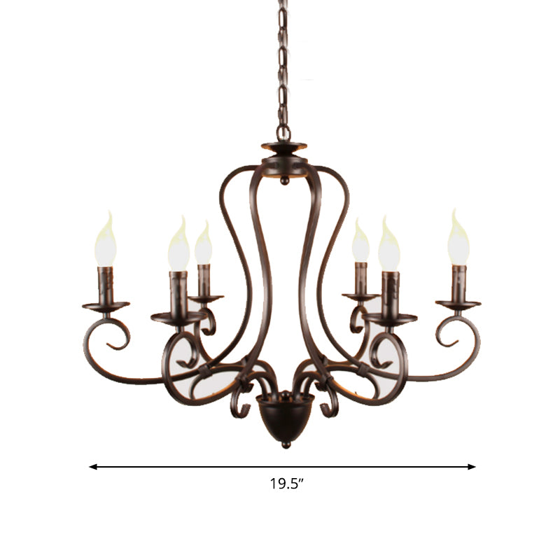 Candle Living Room Hanging Chandelier Traditionary Metal 6/8 Heads Black Ceiling Pendant Light Fixture Clearhalo 'Ceiling Lights' 'Chandeliers' Lighting' options 297242