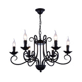 Traditional Candle Ceiling Chandelier 6 Heads Metal Hanging Light Kit in Black for Living Room Clearhalo 'Ceiling Lights' 'Chandeliers' Lighting' options 297273