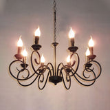 Scrolled Arm Metal Hanging Chandelier Tradition 8 Bulbs Ceiling Pendant Light in Black Clearhalo 'Ceiling Lights' 'Chandeliers' Lighting' options 297276