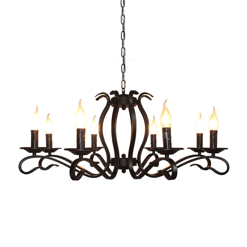 Antique Starburst Chandelier Lighting 5/6/8 Bulbs Metal Black Finish Hanging Pendant Lamp for Living Room Clearhalo 'Ceiling Lights' 'Chandeliers' Lighting' options 297282