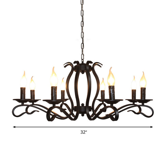 Antique Starburst Chandelier Lighting 5/6/8 Bulbs Metal Black Finish Hanging Pendant Lamp for Living Room Clearhalo 'Ceiling Lights' 'Chandeliers' Lighting' options 297283