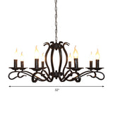 Antique Starburst Chandelier Lighting 5/6/8 Bulbs Metal Black Finish Hanging Pendant Lamp for Living Room Clearhalo 'Ceiling Lights' 'Chandeliers' Lighting' options 297283