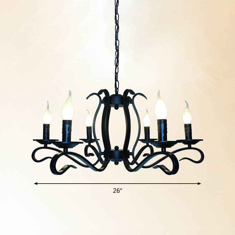 Antique Starburst Chandelier Lighting 5/6/8 Bulbs Metal Black Finish Hanging Pendant Lamp for Living Room Clearhalo 'Ceiling Lights' 'Chandeliers' Lighting' options 297288