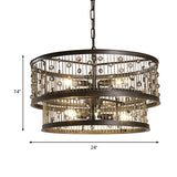 6 Bulbs 2-Tier Round Chandelier Lighting Antique Bronze Metal Pendang Light Fixture for Bedroom Clearhalo 'Ceiling Lights' 'Chandeliers' Lighting' options 297377