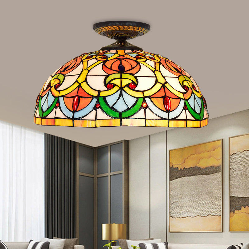 Brass 1 Bulb Ceiling Mount Light Fixture Baroque Hand Rolled Art Glass Heart-Shaped Flush Mount Lighting Brass Clearhalo 'Ceiling Lights' 'Close To Ceiling Lights' 'Close to ceiling' 'Flush mount' Lighting' 297522