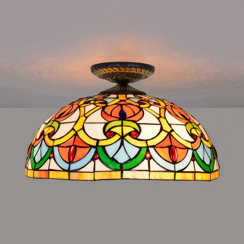 Brass 1 Bulb Ceiling Mount Light Fixture Baroque Hand Rolled Art Glass Heart-Shaped Flush Mount Lighting Clearhalo 'Ceiling Lights' 'Close To Ceiling Lights' 'Close to ceiling' 'Flush mount' Lighting' 297523