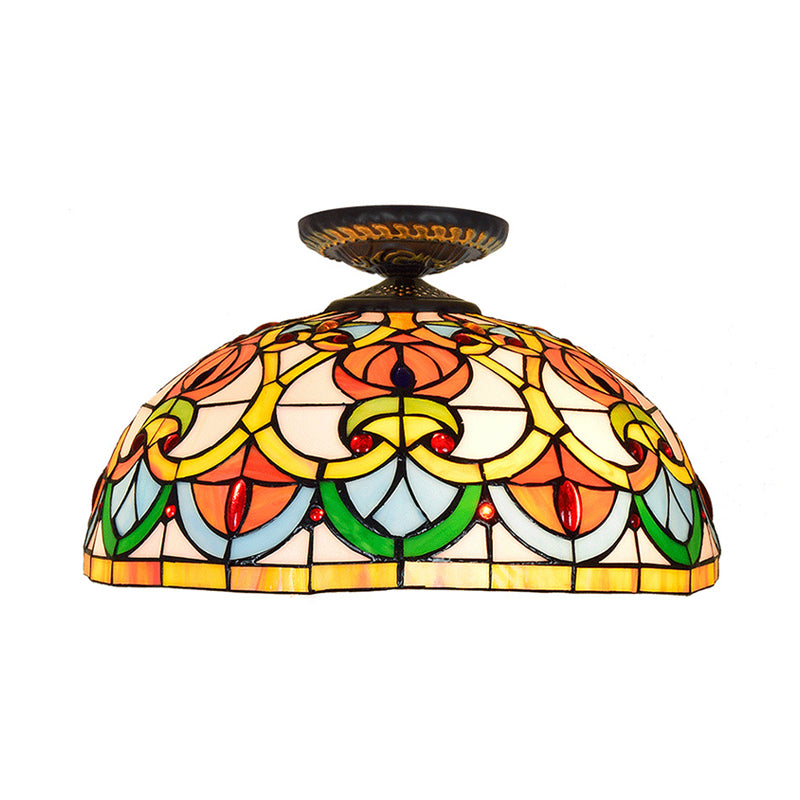 Brass 1 Bulb Ceiling Mount Light Fixture Baroque Hand Rolled Art Glass Heart-Shaped Flush Mount Lighting Clearhalo 'Ceiling Lights' 'Close To Ceiling Lights' 'Close to ceiling' 'Flush mount' Lighting' 297525