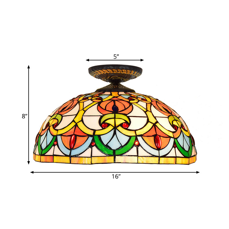 Brass 1 Bulb Ceiling Mount Light Fixture Baroque Hand Rolled Art Glass Heart-Shaped Flush Mount Lighting Clearhalo 'Ceiling Lights' 'Close To Ceiling Lights' 'Close to ceiling' 'Flush mount' Lighting' 297526