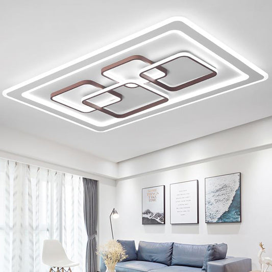 Rectangle Acrylic Flush Light Fixture Minimalist LED White Ceiling Flush Mount for Living Room White Clearhalo 'Ceiling Lights' 'Close To Ceiling Lights' 'Close to ceiling' 'Flush mount' Lighting' 297612