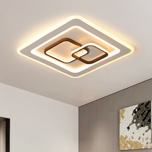 Square Bedroom Flush Mount Lamp Acrylic LED Contemporary Close to Ceiling Lighting in White White Clearhalo 'Ceiling Lights' 'Close To Ceiling Lights' 'Close to ceiling' 'Flush mount' Lighting' 297617